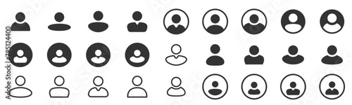 Set of different user line icon. Avatar icon Isolated over transparent