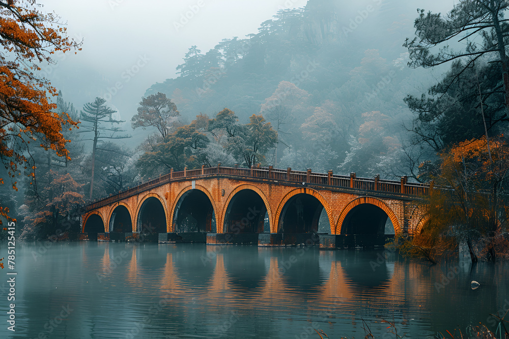 bridge over the river in autumn,
Guangji Bridge