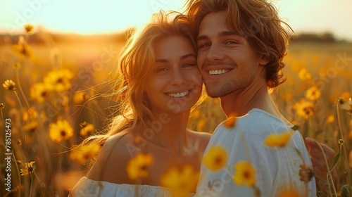 Summer holidays, love, romance and people concept - Close up of a smiling beautiful young couple