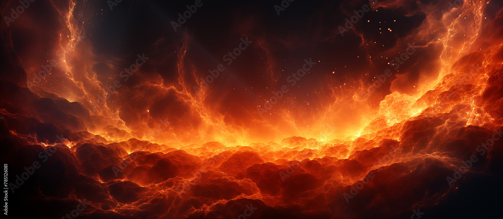 Hot fire red abstract background. Flame effects. Sun's corona burn. - obrazy, fototapety, plakaty 