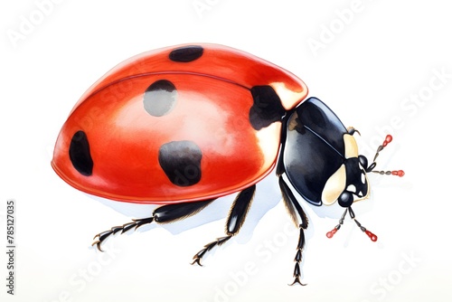 ladybug isolated on white background, watercolor illustration, hand drawn