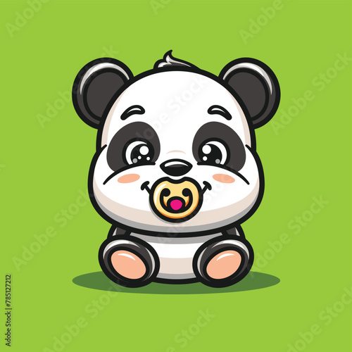 Baby panda toddler cartoon logo icon design