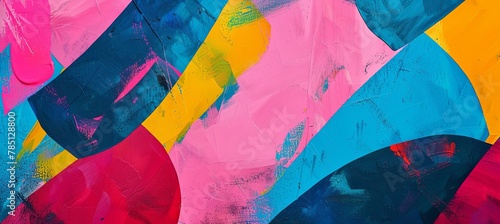Vibrant painting with pink, violet, and electric blue shades
