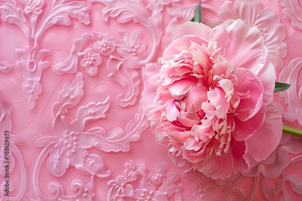 Close up of pink flower on matching background, a vibrant magenta embellishment