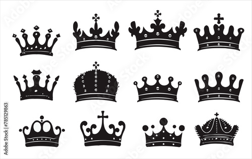 Vector set of crowns on a white background