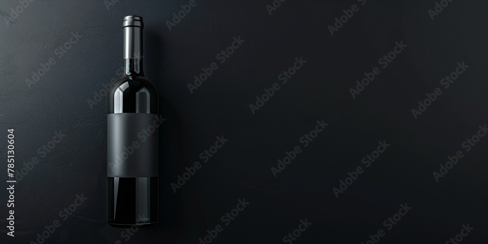 Dark wine bottle with blank label and open space for your branding on abstract deep backdrop representing red wine. 3D model mockup. Dark wine bottle with blank label and open space for your branding on abstract deep backdrop representing red wine. 3D model mockup.
