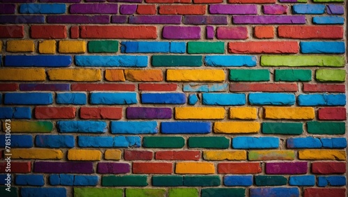 Wallpaper styled picture of wall made of colored  classic  common  burnt  clay bricks