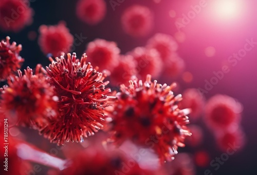 AI generated illustration of red cells floating on surface with background light
