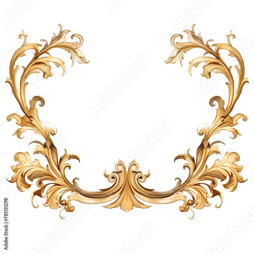 Baroque gold frame isolated on white background. Vector illustration.