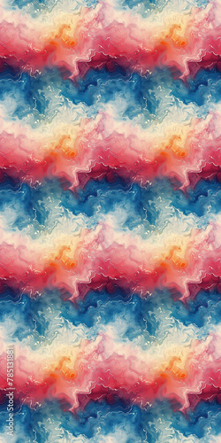 abstract colorful background with watercolor seamless texture of waves in blue and red
