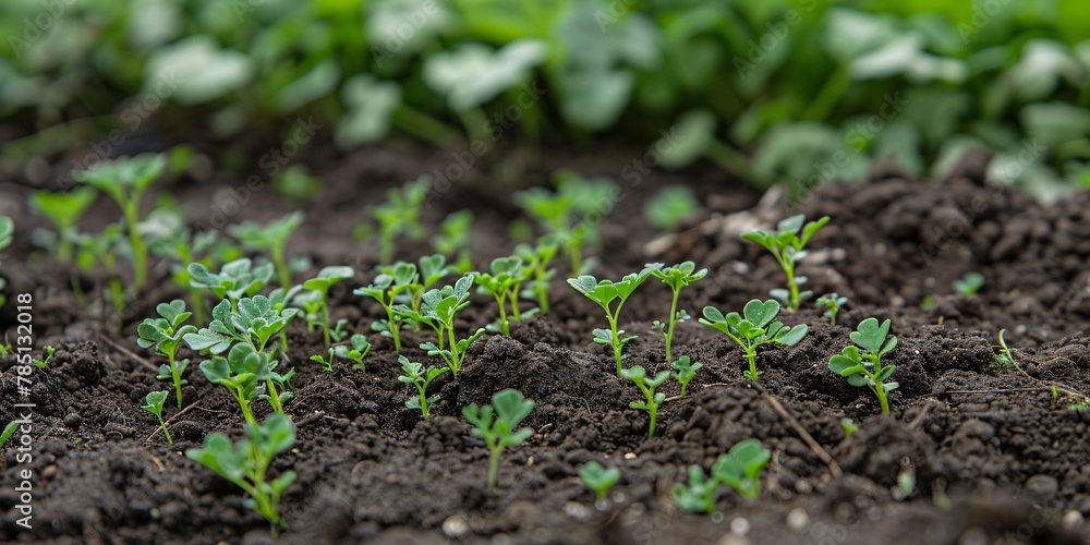 Fertilizing ground using developing seedling outside with selective focus. Fertilizing ground using developing seedling outside with selective focus.