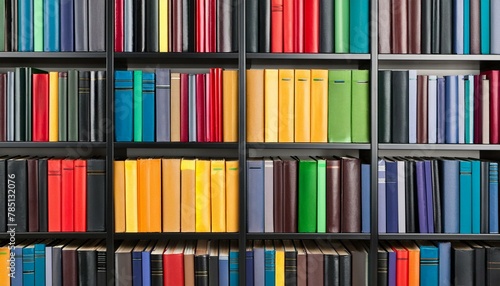 library book shelves packed with colorful books