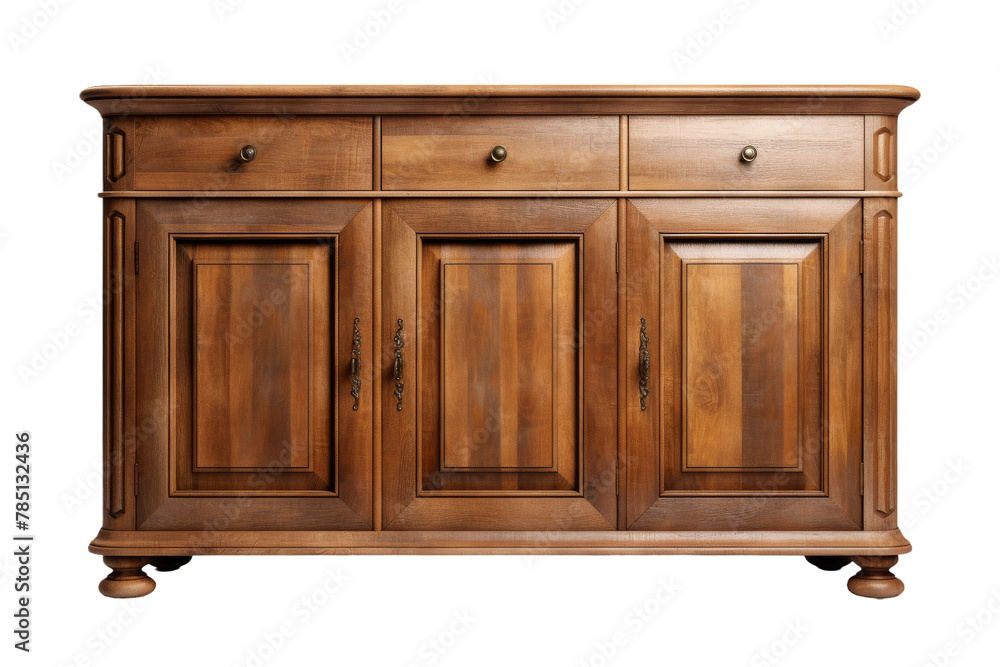 The Enchanted Wooden Cabinet: Three Doors, Two Drawers. On White or PNG Transparent Background. The Enchanted Wooden Cabinet: Three Doors, Two Drawers. On White or PNG Transparent Background.