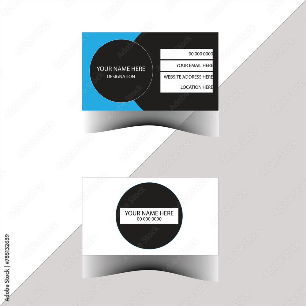 Company Modern Creative Clean Black Blue and White Simple Attractive Standard Business card Template Company Modern Creative Clean Black Blue and White Simple Attractive Standard Business card Template