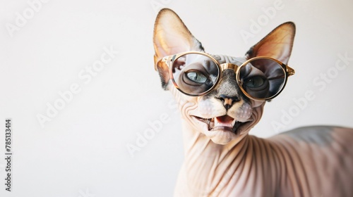 cat in sunglasses on isolated background © Spyrydon