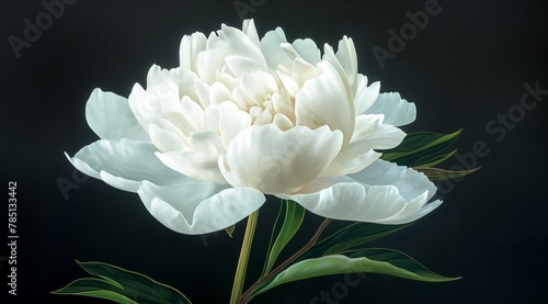 Single flower on stem against a black background