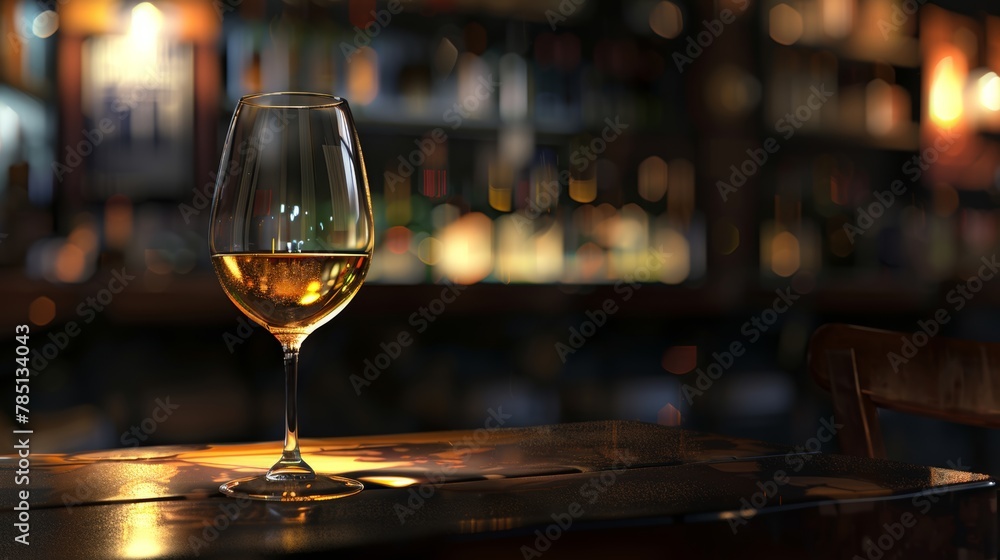 A sophisticated close-up of a glass of whiskey with reflections, set against the blurred backdrop of a cozy bar.