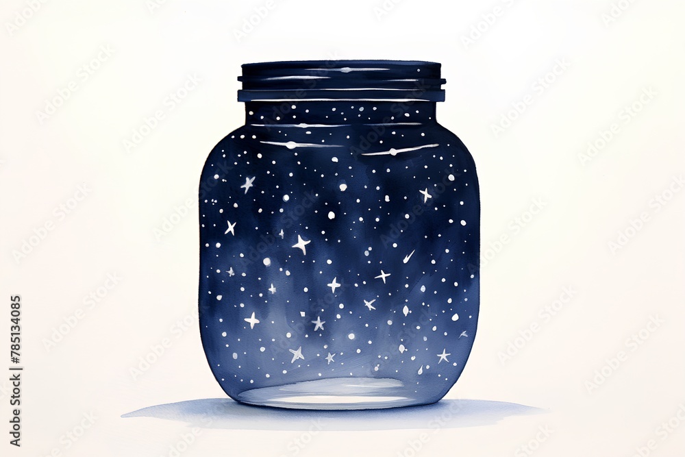 Illustration of a glass jar with stars on a white background. Illustration of a glass jar with stars on a white background.