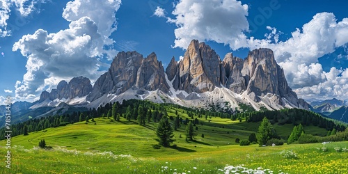 The majestic peaks of the Geisler Group in the Dolomites, Europe.