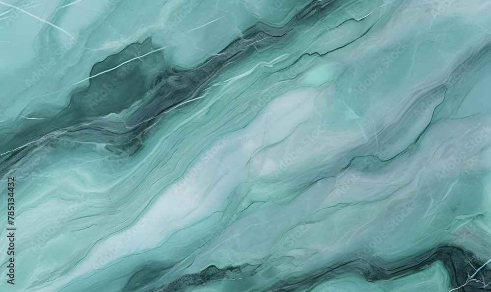 Obraz premium Mint Marble with Obsidian Horizontal Background, Generative AI