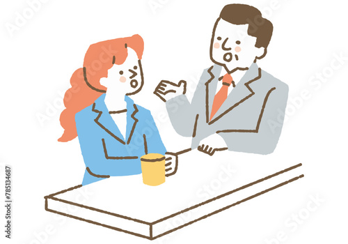Female subordinate discussing with her boss_Color