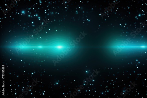 Cyan abstract glowing bokeh lights on a black background with space for text or product display