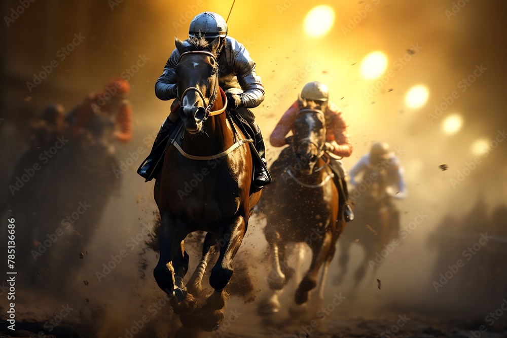 Horse race. Race horses and jockeys in action. Horse race. Race horses and jockeys in action.