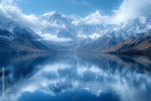an image of the mountains reflected in a lake with water