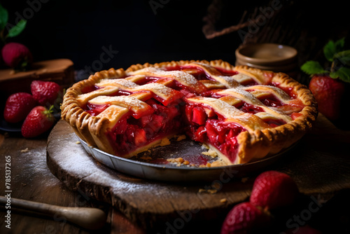 Strawberry Rhubarb Pie, Sweet and tart pie filled with strawberry and rhubarb