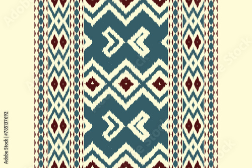 Fabric ethnic tribal pattern art. Ethnic ikat seamless pattern. American and Mexican style. Design for background, wallpaper, illustration, fabric, clothing, carpet, textile, batik, embroidery.