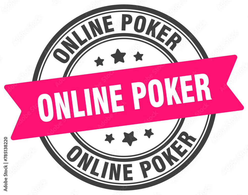 online poker stamp. online poker label on transparent background. round sign