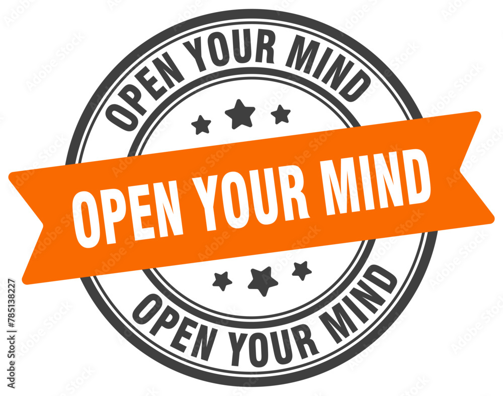 Fototapeta premium open your mind stamp. open your mind label on transparent background. round sign