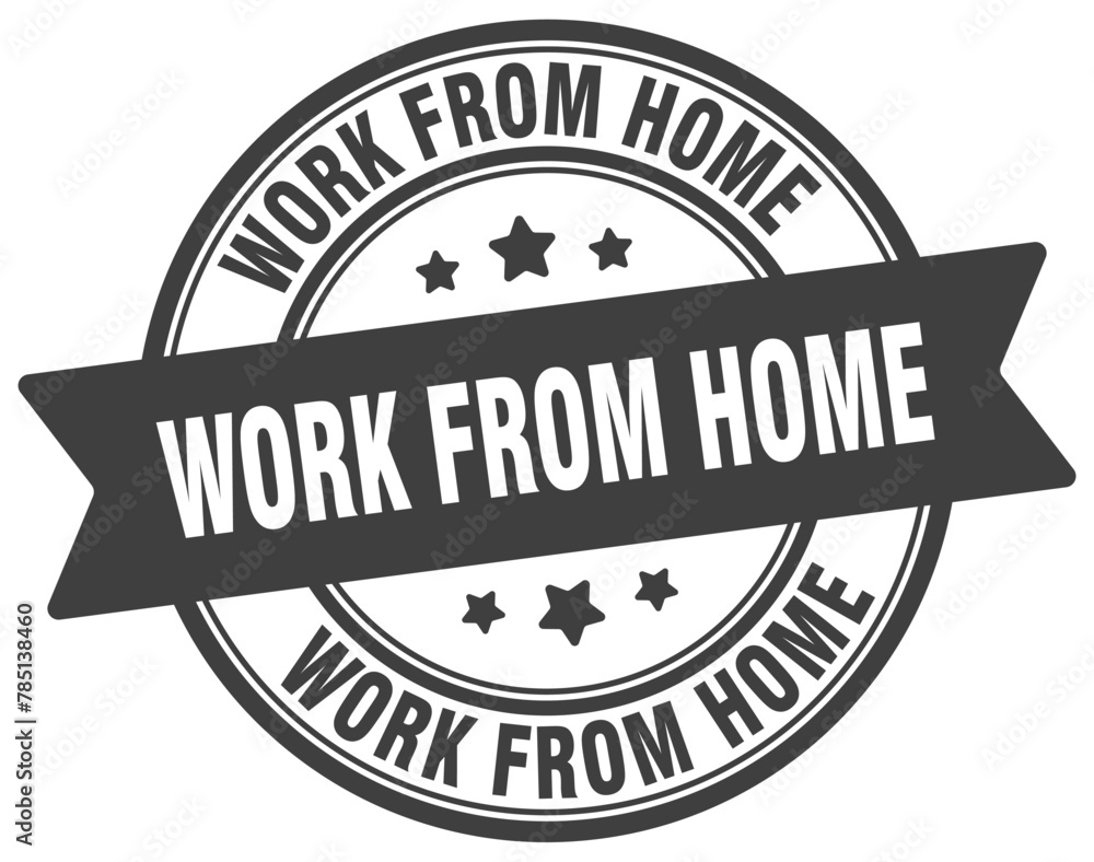 work from home stamp. work from home label on transparent background. round sign