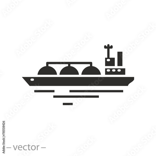 gas or diesel delivery icon, oil tanker, fuel cisterns logistic, flat symbol on white background - vector illustration