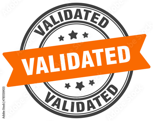 validated stamp. validated label on transparent background. round sign