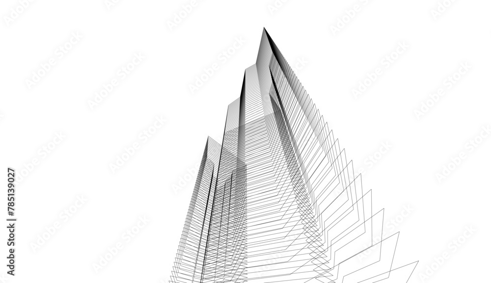 Architecture building 3d. Concept sketch. Architecture building 3d. Concept sketch.
