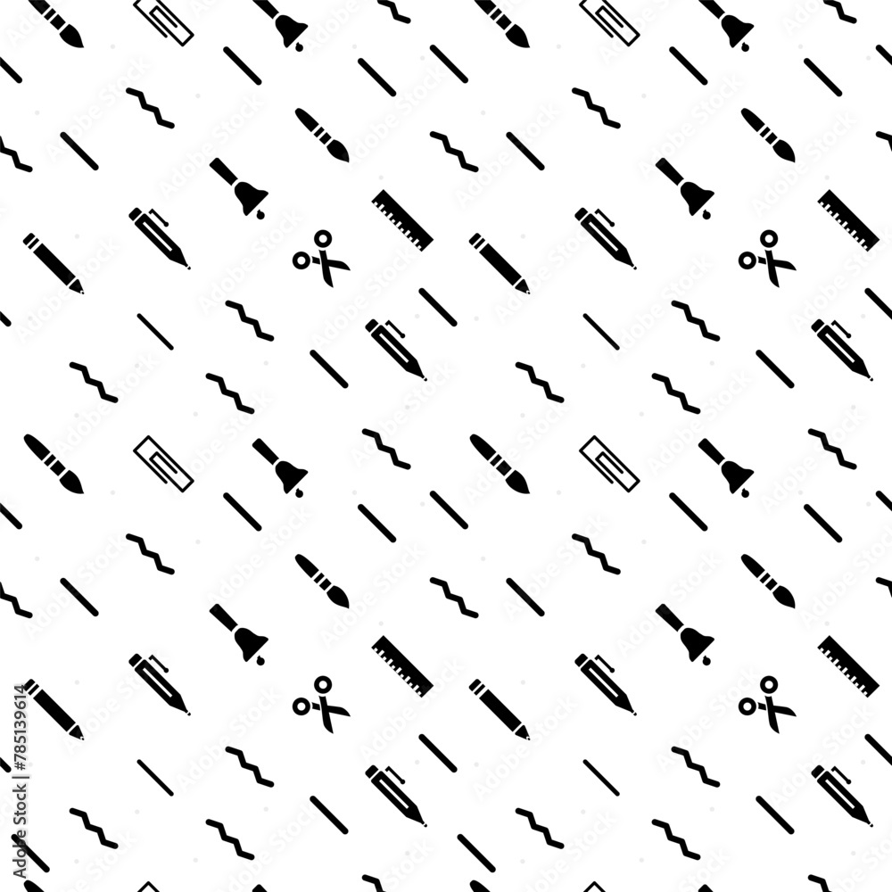 School pattern with icons school supplies black color for education poster, banner, social media