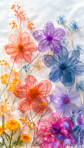 Artistic image of ethereal flowers with a translucent x-ray effect, showcasing a blend of warm and cool hues for a delicate visual presentation © Svetlana Kolpakova
