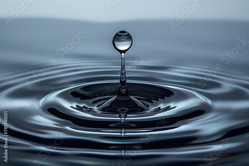 a drop of water falling into a body of water with ripplers photo