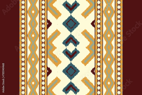 Fabric ethnic tribal pattern art. Ethnic ikat seamless pattern. American and Mexican style. Design for background, wallpaper, illustration, fabric, clothing, carpet, textile, batik, embroidery.