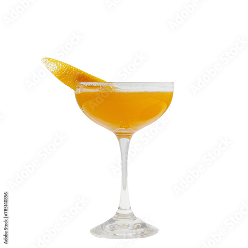 Classic Sidecar Cocktail with Orange Twist on Transparent Background - Iconic Drink