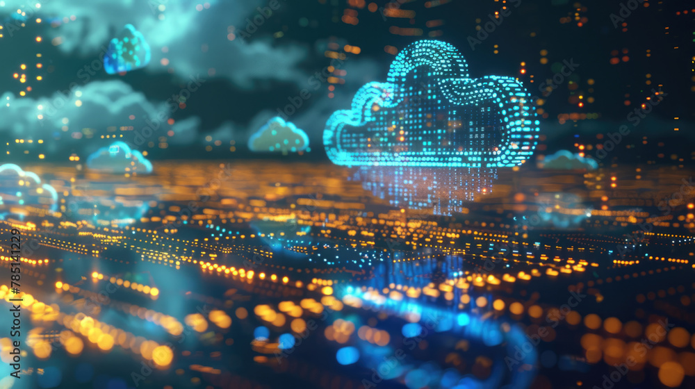 Cloud computing service, data and files storage concept, abstract background with digital cloud symbol. Modern technology Cloud computing service, data and files storage concept, abstract background with digital cloud symbol. Modern technology