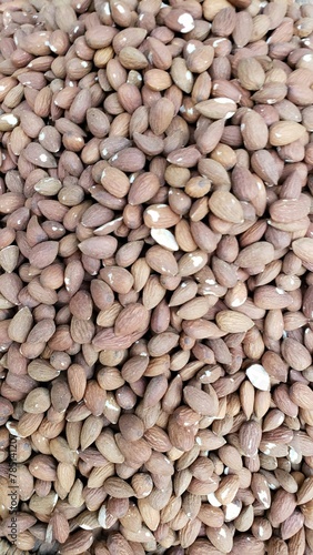 Nutty almonds close up
