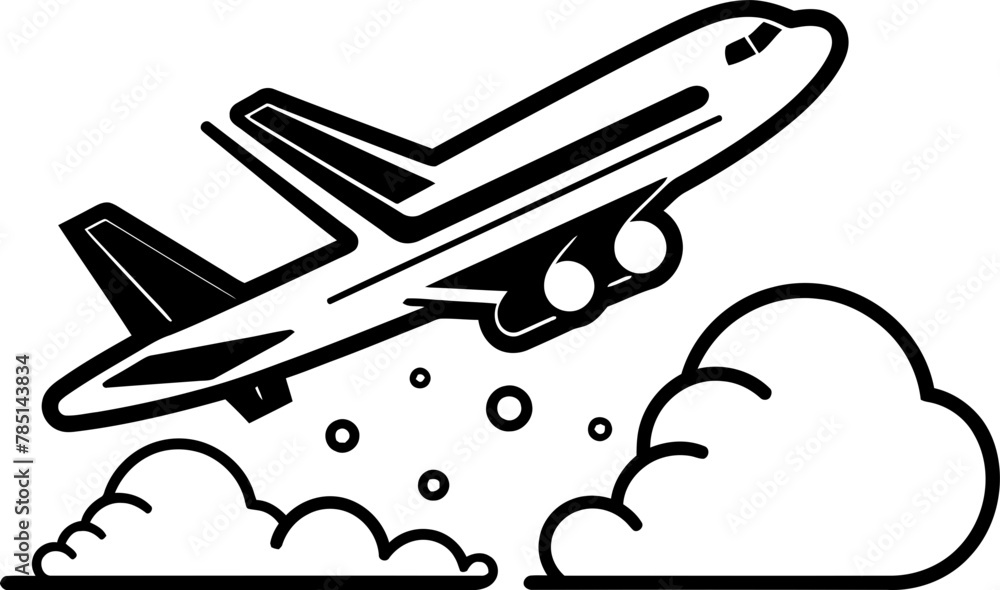 Doodle Wings Hand drawn Airplane Logo Sketchy Soar Doodled Flight Icon