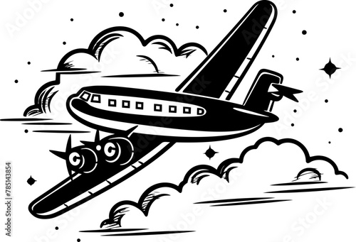 Fototapeta Naklejka Na Ścianę i Meble -  Doodle Flyer Hand drawn Plane Icon Flying Scribble Sketchy Flight Design
