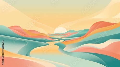 Abstract River of Affirmations Through Tranquil Landscape