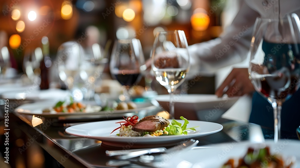 Luxury food service, main course served at a restaurant or formal dinner event in classic English style in the luxurious hotel or country estate, Luxury food service, main course served at a restaurant or formal dinner event in classic English style in the luxurious hotel or country estate,