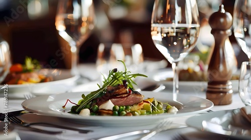 Luxury food service, main course served at a restaurant or formal dinner event in classic English style in the luxurious hotel or country estate, photo