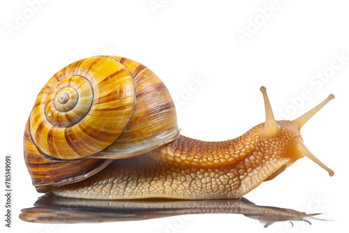 Gliding Snail on Blank Canvas. On White or PNG Transparent Background.