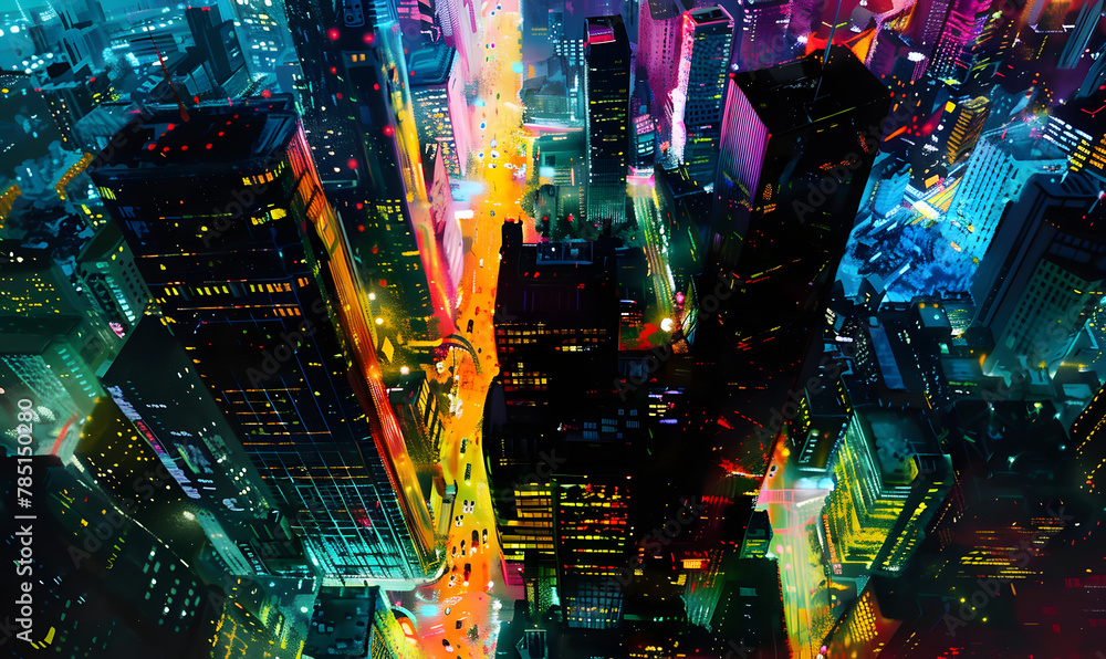 neon cityscape, Generative AI